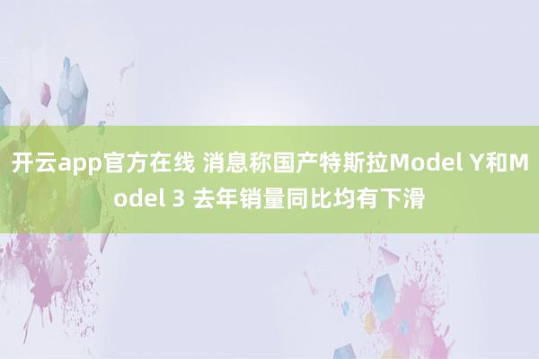开云app官方在线 消息称国产特斯拉Model Y和Model 3 去年销量同比均有下滑