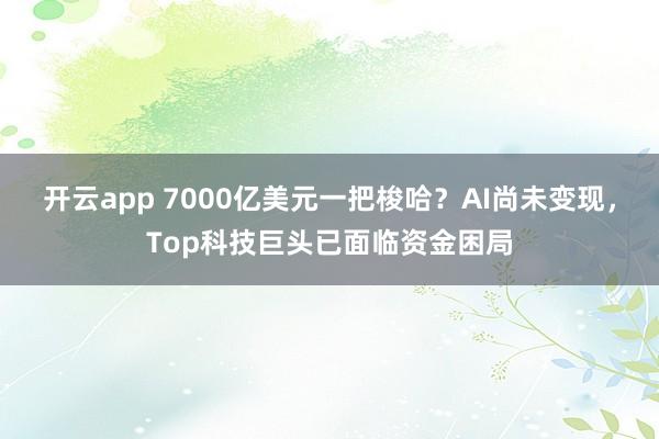 开云app 7000亿美元一把梭哈？AI尚未变现，Top科技巨头已面临资金困局